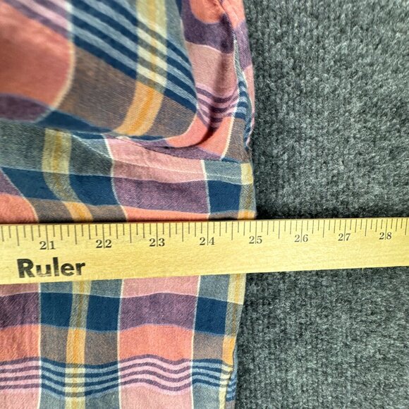 Eidos Napoli Shirt Mens 18.5/46 Pink Blue Button Up Linen Blend Plaid Italy - Picture 10 of 16